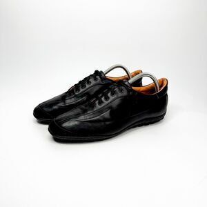 Nobel Shoes Made in Italy Black Leather Sneakers Casual Luxury Shoes Size 40.5EU